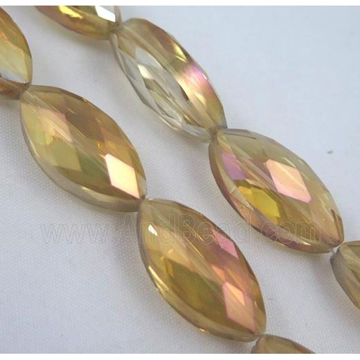 Chinese crystal glass bead, faceted oval